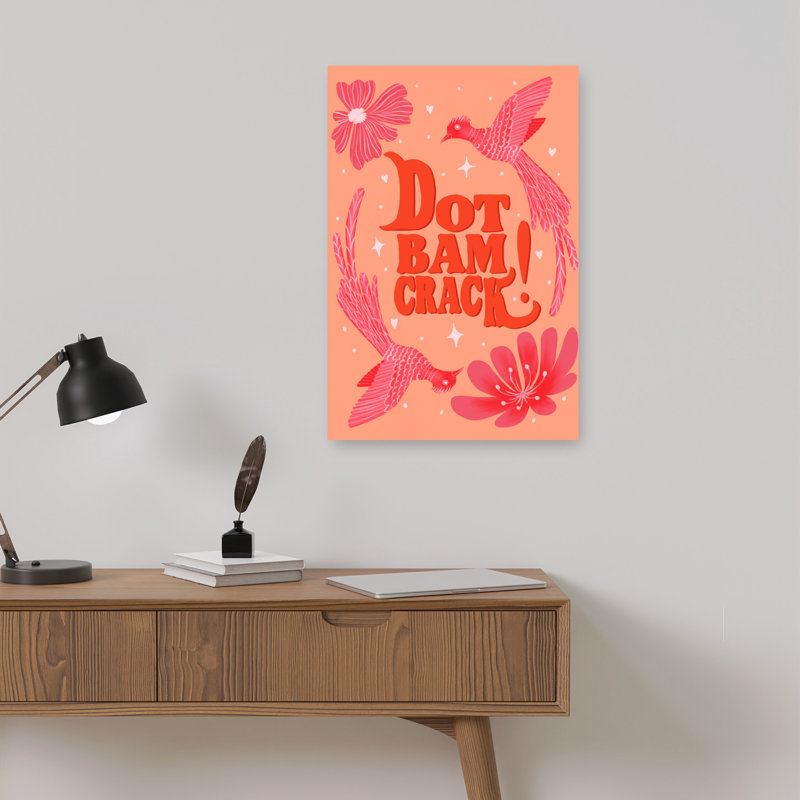 "Pink Birds" Groovy Text, H 18 po x l 12 po