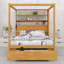 Canopy bed frame with bookcase headboard, usb outlets and led lights, storage cubbies, footboard drawer and reversible rack-2114065320-2114065325