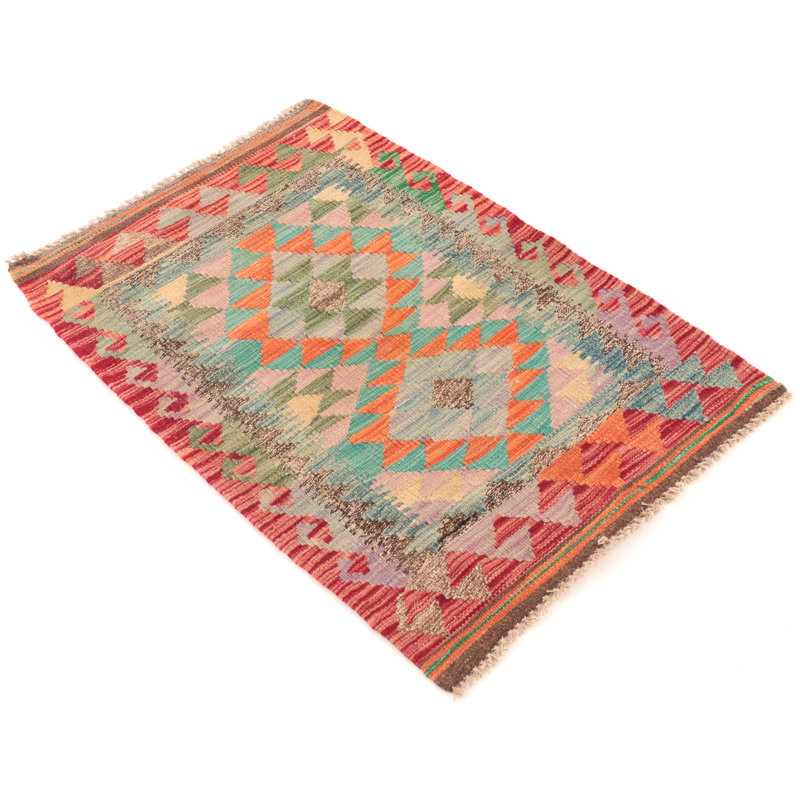 Geometric Wool Hand Woven 60cm X 90cm Area Rug