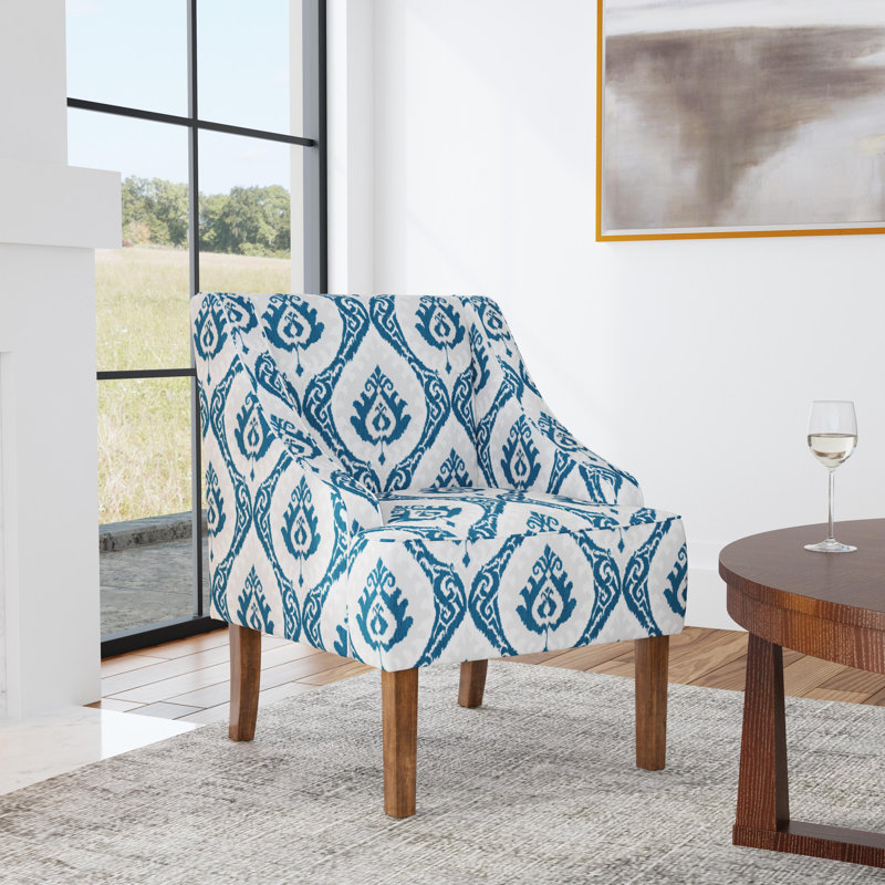 Adona Accent Chair, Blue Ikat Medallion 100% Polyester