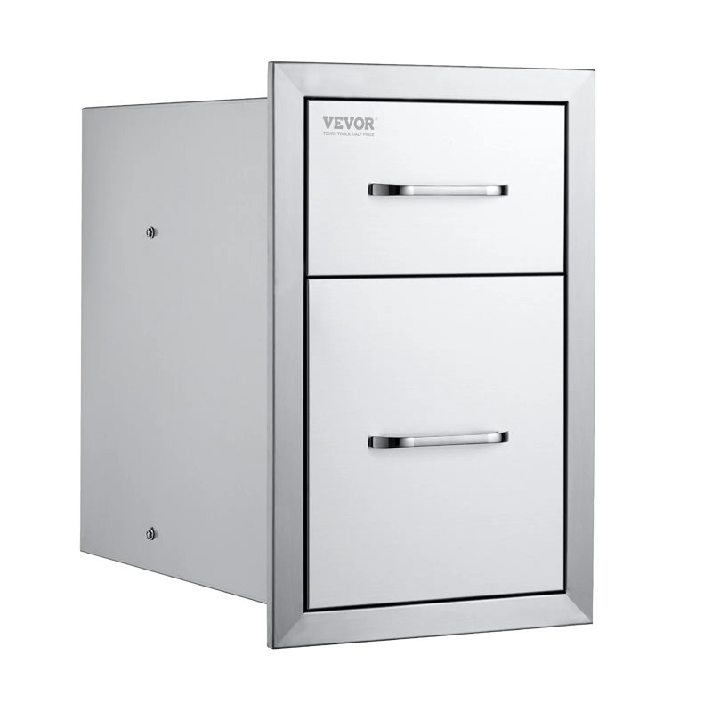 Tiroirs de rangement encastrés pour îlot de cuisine à 2 niveaux en acier l 13 po x H 20,5 po x P 21 po VEVOR