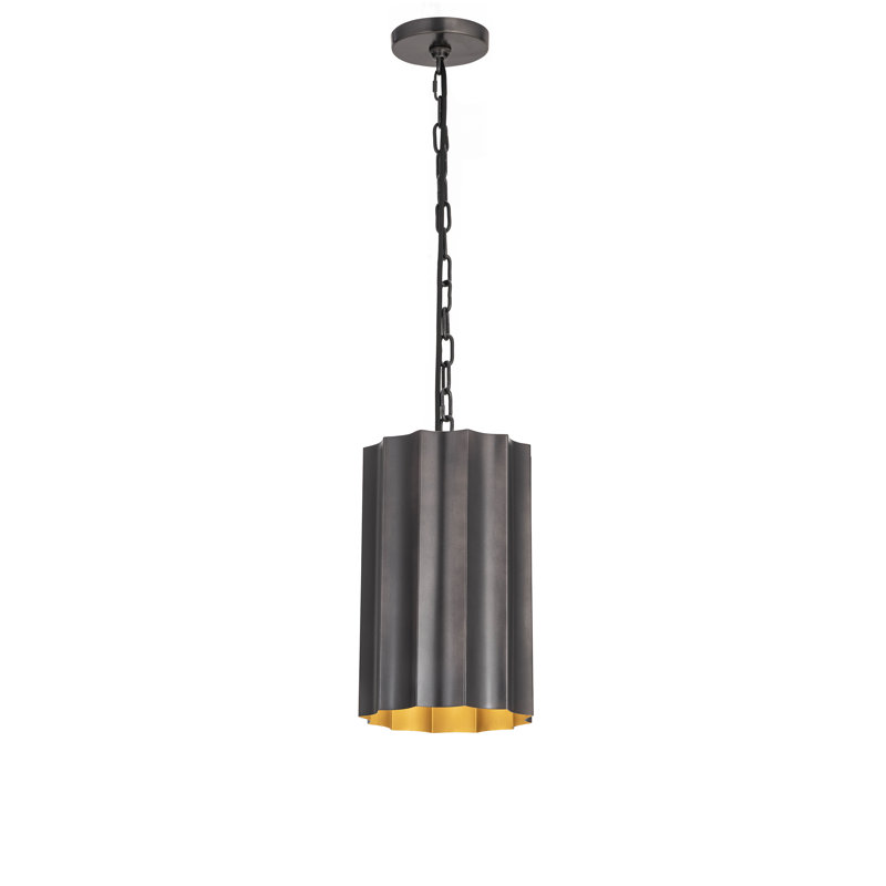 Mini-luminaire suspendu Allegra, H 21,75 po x l 9,25 po x P 9,25 po, 60 W, Bronze industriel / or