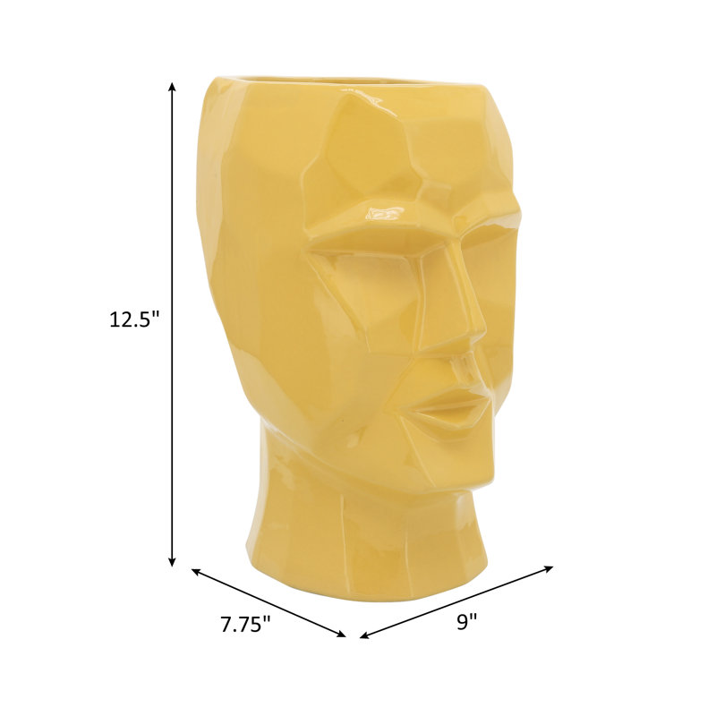 Vase en céramique 12 po Modern Novelty, Jaune