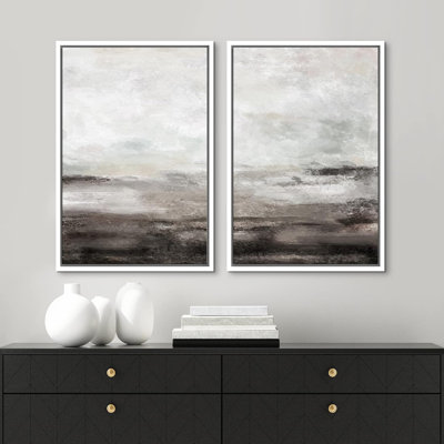 «Brown and Grey Grunge», reproduction sur toile 2 pièces