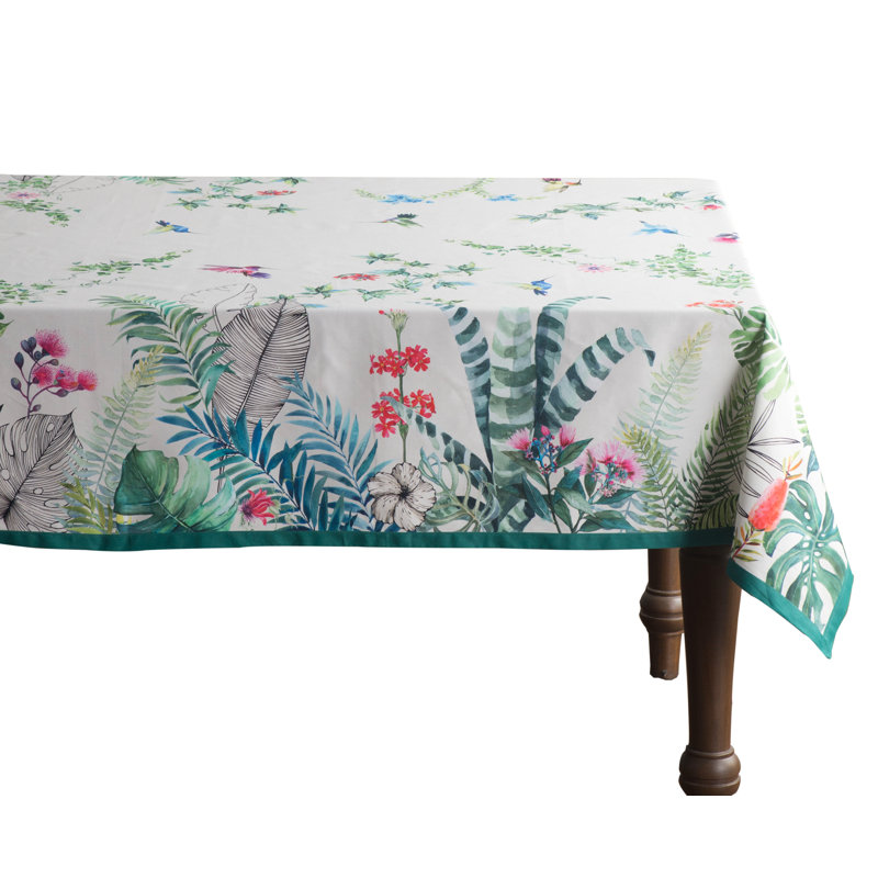Maison d' Hermine Table Cloth Rectangle Table 100% Cotton 70 x 120 Inches Tablecloth Reusable Decorative for Dining Room Farmhouse Home Valentines Day Decorations Spring Summer - Tropiques