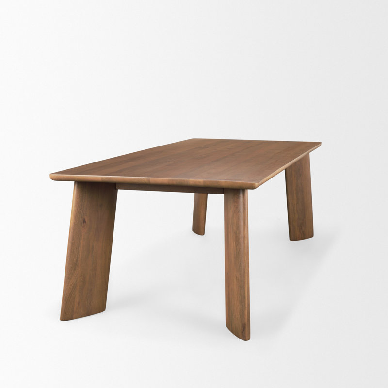 Jonan Solid Mango Wood Rectangular Dining Table, Light Brown