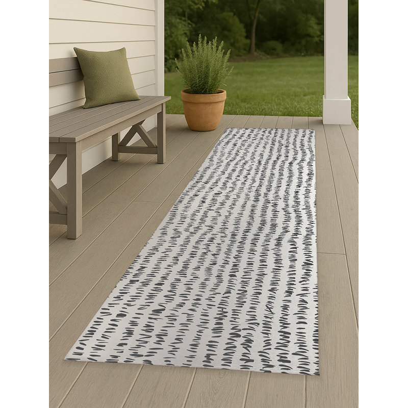 Crop Row Non-Slip Outdoor Rug, Runner 2'6" x 8'