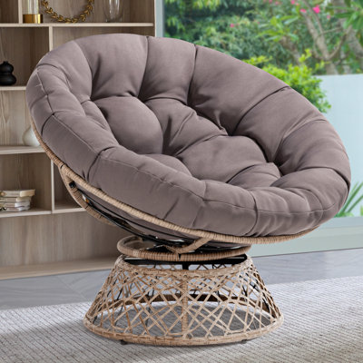 Ariyelle Swivel Papasan Accent Chair with Extra Thick Cushion for Ultimate Comfort