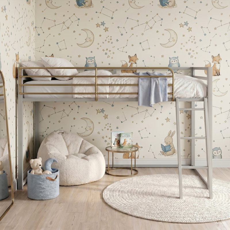 Lit mezzanine simple Audreena, Gris colombe