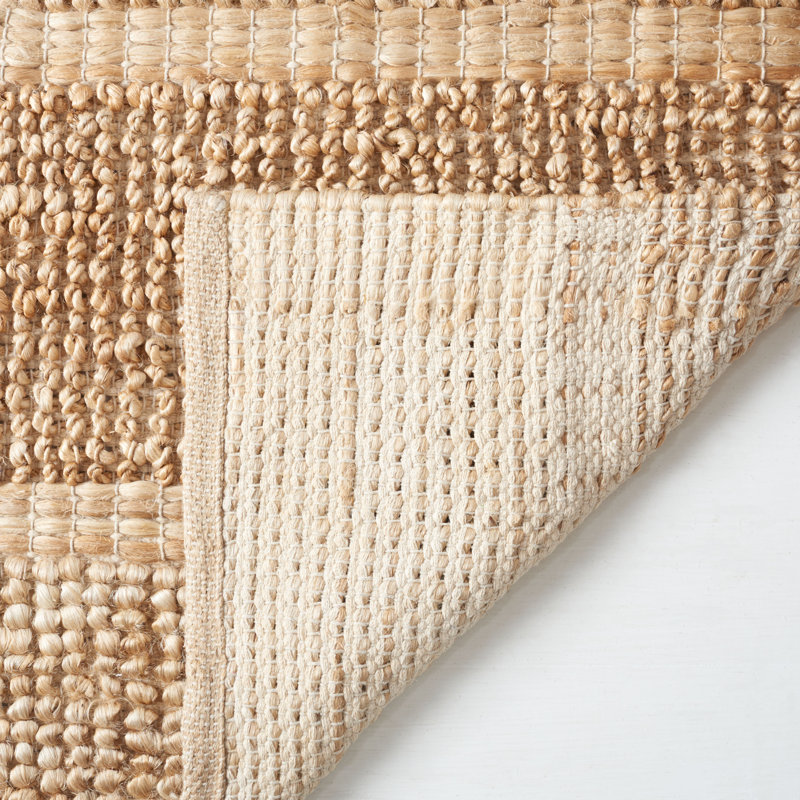 Keavi Natural Fiber Handwoven Jute/Cotton Striped Rug in Brown, Rectangle 8' x 10'