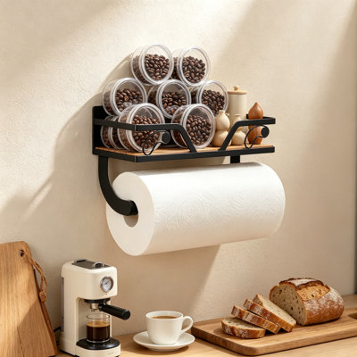 Magnetic Paper Towel Holder with Shelf for Fridge, Funny Eye Design Kitchen Roll Holder, Wall Mount Spice Rack Organizer for Kitchen, RV, Garage