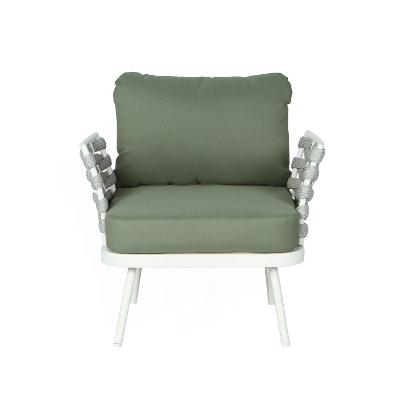 Ensemble de 2 fauteuils club Mariano, Vert, Blanc cassé