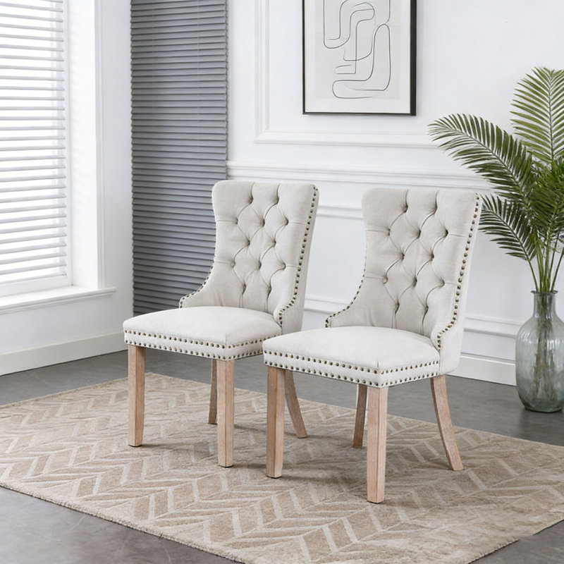 Chaise rembourrée en bois massif, Blanc