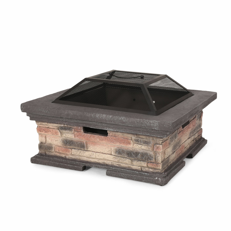 29 Inch Square Wood Burning Fire Pit For Cozy Outdoor Gatherings And Enhanced Backyard Atmosphere