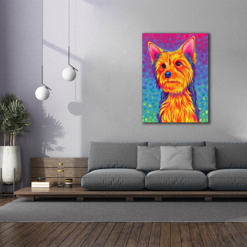 «Yorkshire Terrier» par Rebecca Wang, art mural sur toile, 12 po x 16 po, H 54 po x l 40 po x P 1,5 po