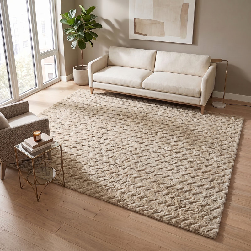 Tapis zigzag 8 pi x 10 pi, Tan