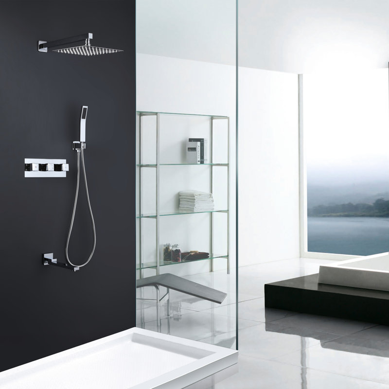 Robinet de douche 10 po avec douche à main - Corrosion, corps en laiton pour une stabilité optimale
