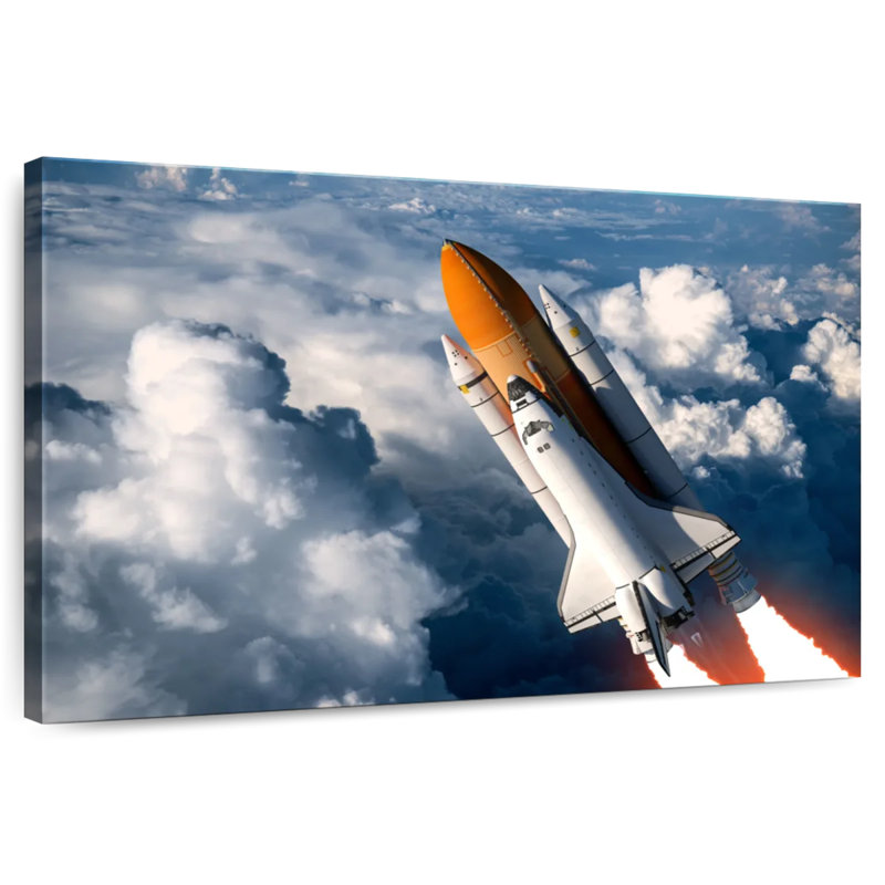 Oberle Cloudy Space Shuttle Flight, 32" H x 48" W