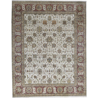 Tapis beige noué à la main de haute qualité