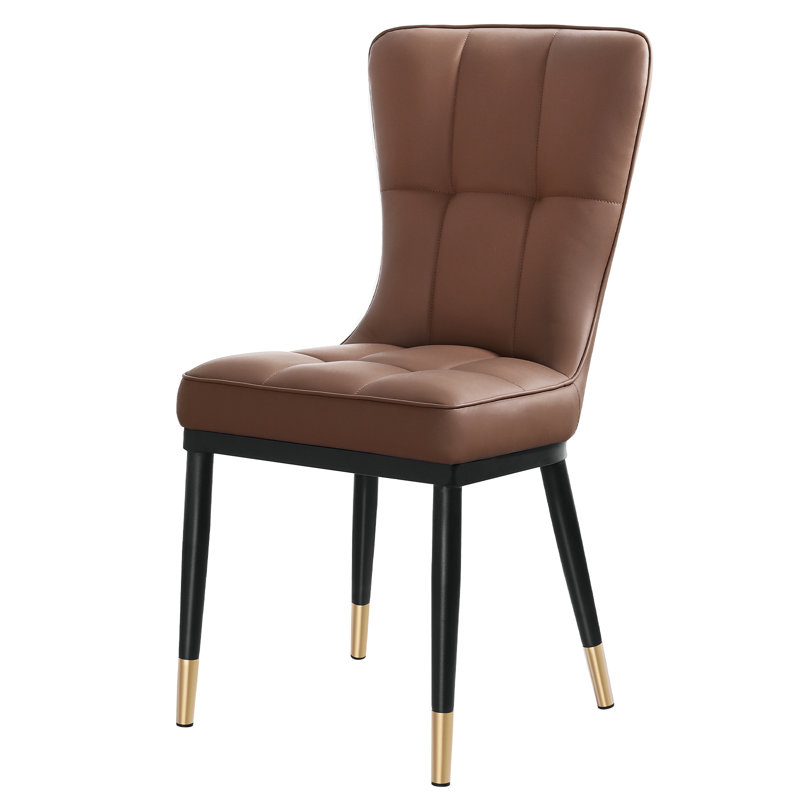 Modern Upholstered Dining Chair with Metal Frame, Brown