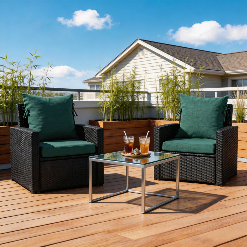 20" x 42"  Foldable Outdoor/Indoor Dining Chair Cushion with Strap  (Set of 2) -  Water Resistant Design, Teal