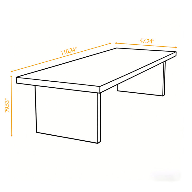 Sturdy Rectangular Solid Wood Dining Table, 29.53"H x 110.24"L x 47.24"W