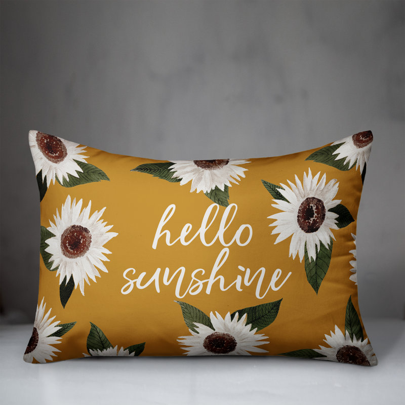 Floral Outdoor Reversible Throw Pillow, Yellow