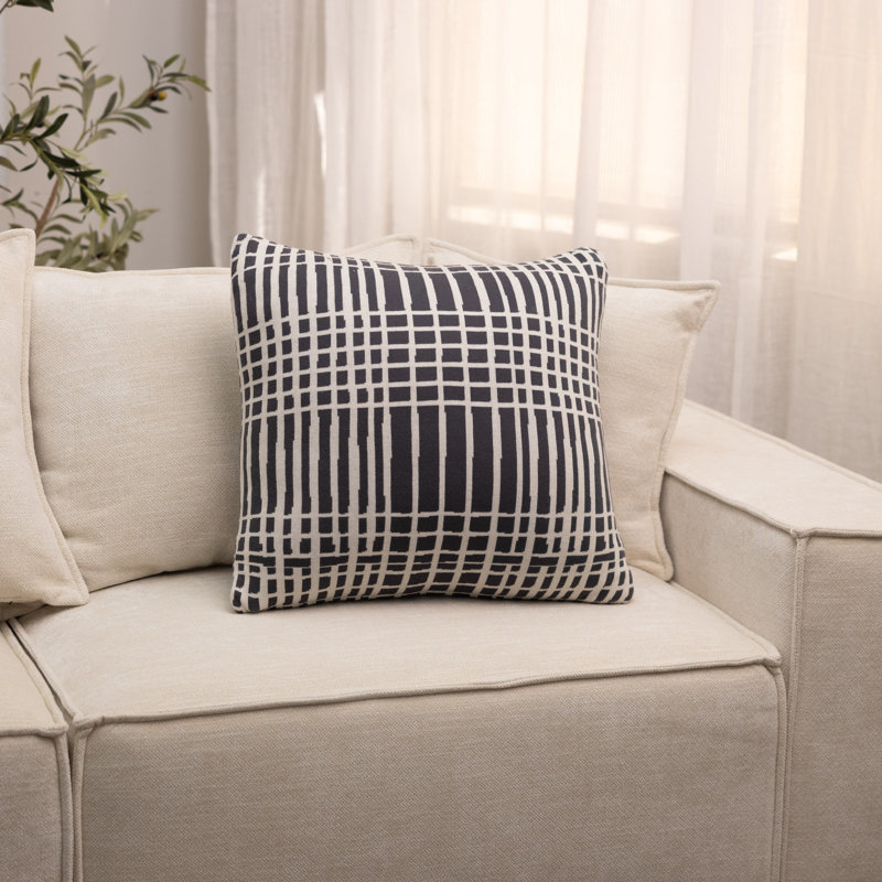 String Buttons Cotton Reversible Throw Pillow