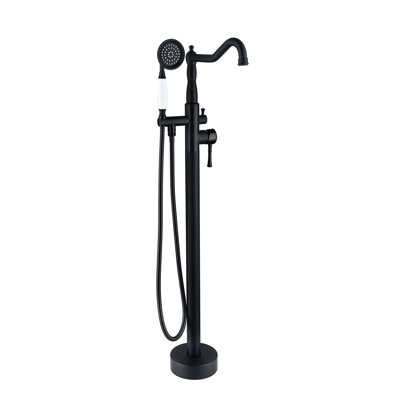 Freestanding Bathtub Faucet With Hand Shower, Black Matte Look Convenient Shower
