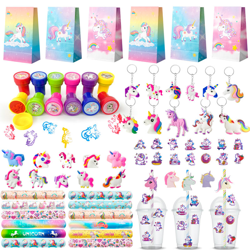 Unicorn Party Favors,134pcs Unicorn Birthday Party Favors Set