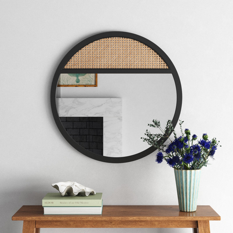 Miroir mural en bois massif Karima, Noir