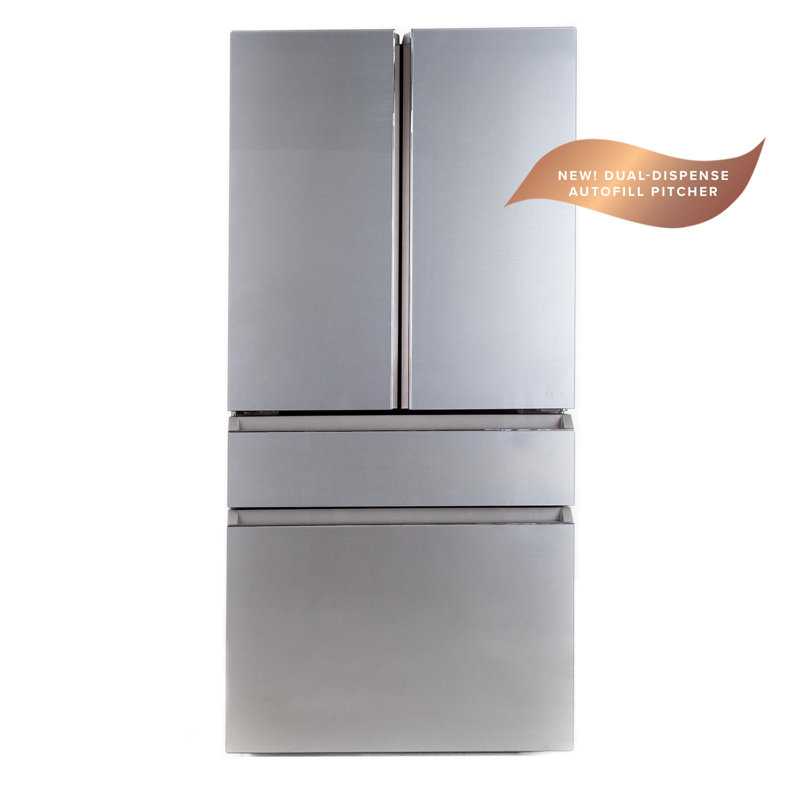 Café ENERGY STAR 23.2 Cu. Ft. Smart Counter-Depth 4-Door French-Door Refrigerator In Platinum Glass With Dual-Dispense Autofill Pitcher