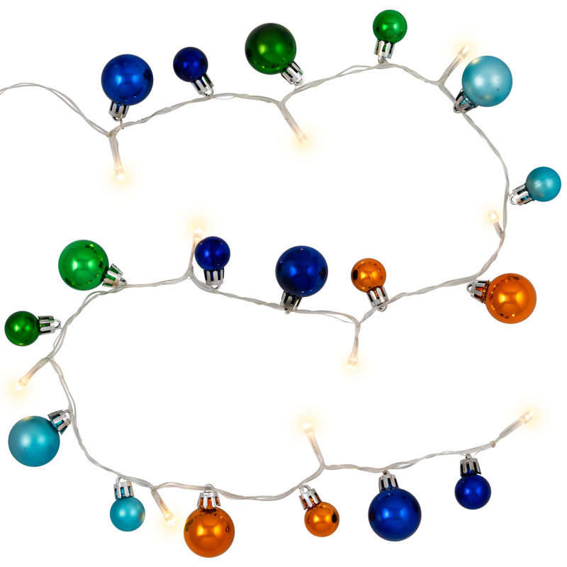 Ornament String Christmas Lights - Warm White LED - 3' Clear Wire - 10Ct - Blue