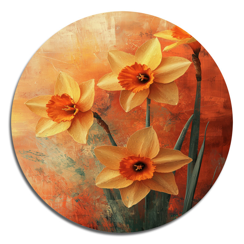 Joscelyn - reproduction d'art traditionnelle orange en métal, H 16 po x l 16 po
