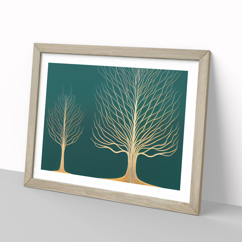 Iconic Trees - Single Picture Frame Print, 46cm H x 64cm W, Oak