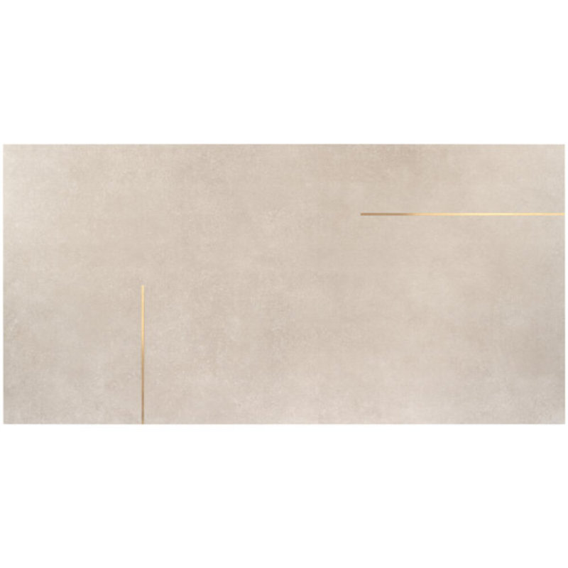 Lines Brass Inlay 24X48 Matte Porcelain Tile, Greige
