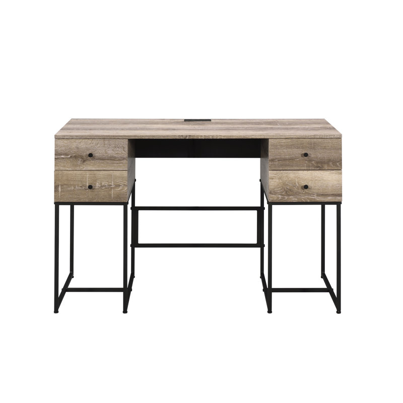 Rustic Style Desk With Oak Finish And Availability Feature Stylish Writing Ample Storage Options