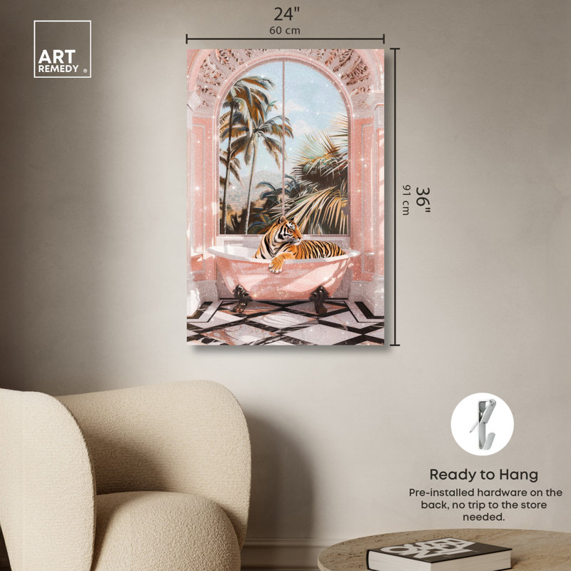 «Sleeping Tiger Bath» par Art Remedy, Toile tendue, H 36 po x l 24 po