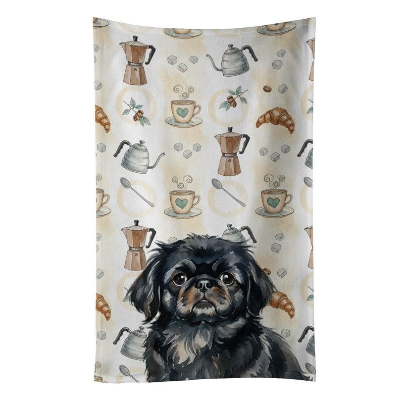 Serviette de cuisine Black Pekingese Coffee Bar, Pékinois noir