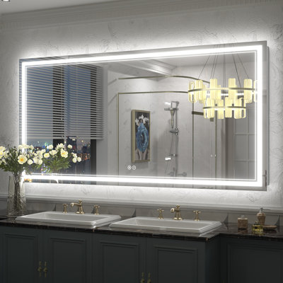  Wayfair Basics® UL Certified Front & Back LED Anti-Fog Tempered Glass Bathroom/Vanity Mirror 