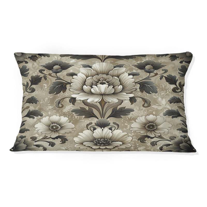 Coussin lombaire à motif floral damassé