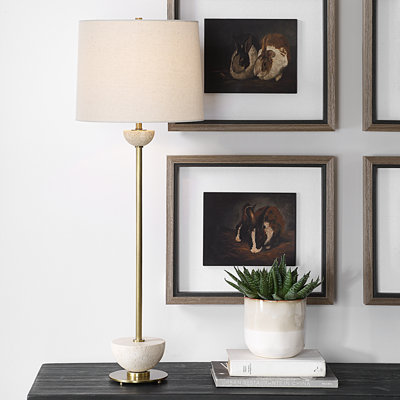 Everly Quinn Hickmon Brass Buffet Lamp