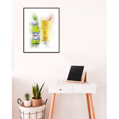 Beer Glass And Bottle - Single Picture Frame Print