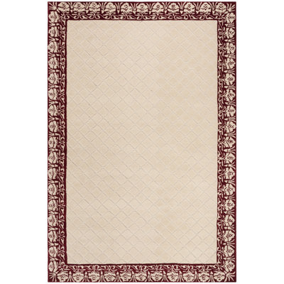 Harrison Bordered Handmade Looped/Hooked Area Rug in Red