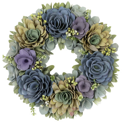 Artificial Floral Wooden Spring Wreath With Seed Pods - 14"