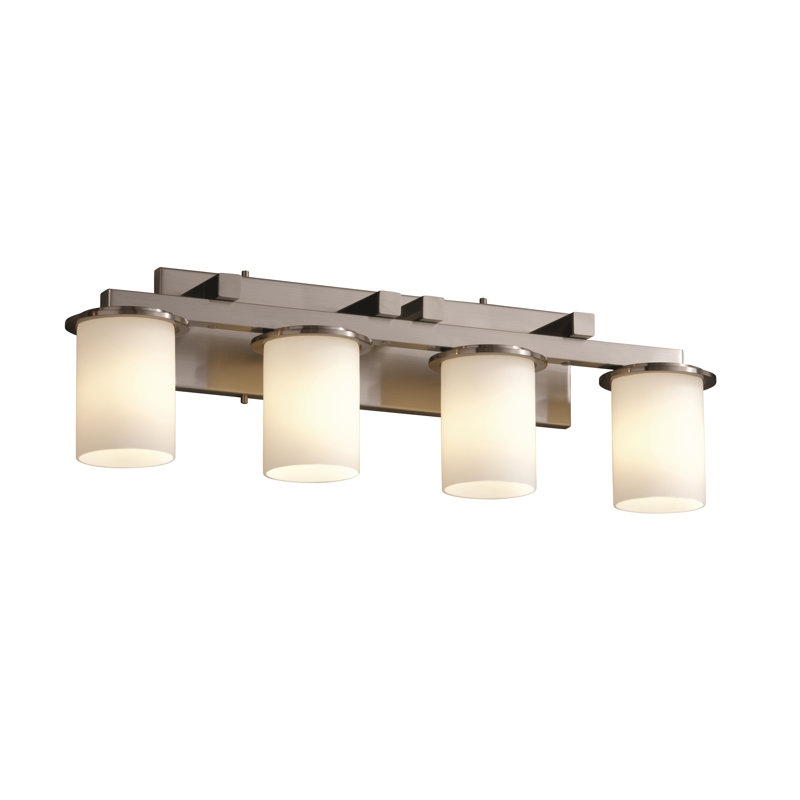 Éclairage pour meuble-lavabo 4 lumières Casson, Bronze foncé, Verre blanc opalin