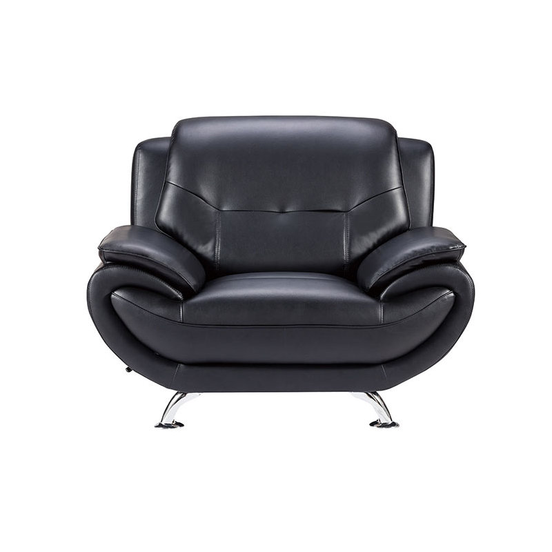 Sulayman Faux Leather Armchair, Black Faux Leather