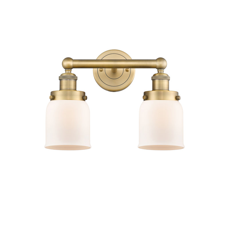 Éclairage pour meuble-lavabo à 2 lumières à intensité variable Corralitos, Laiton brossé, Blanc mat