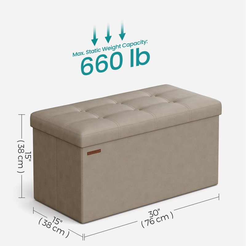 Banc de rangement avec repose-pieds 30 pouces, Brun chameau