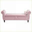 Repose-pieds avec rangement, banc classique en velours avec coussin, rose | Structure en bois | Bordure noire-1629588670